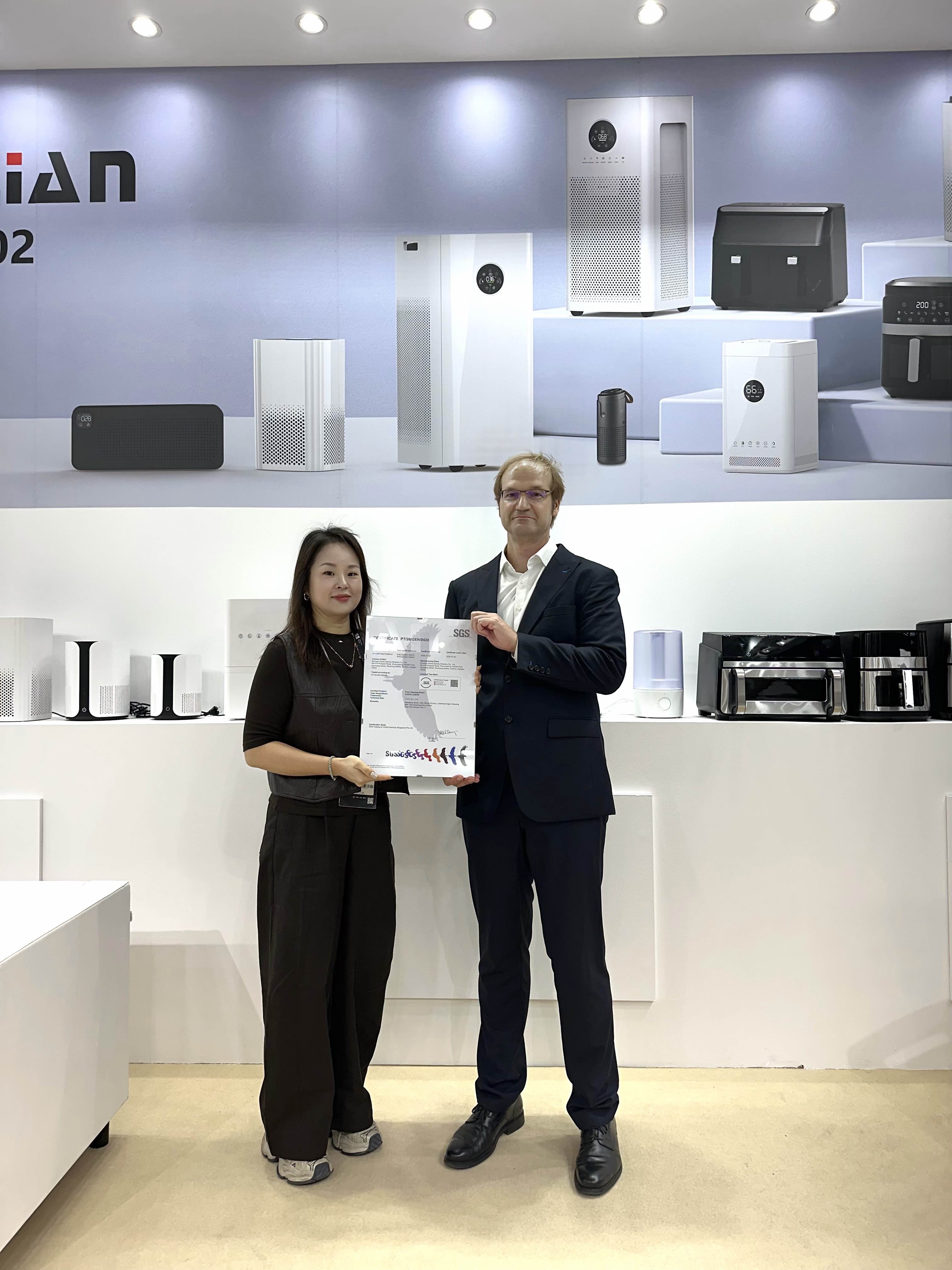 IFA 2026 | SGS向贝联电器FL-22M型滤网颁发HEPA Grade A Performance Tested Mark